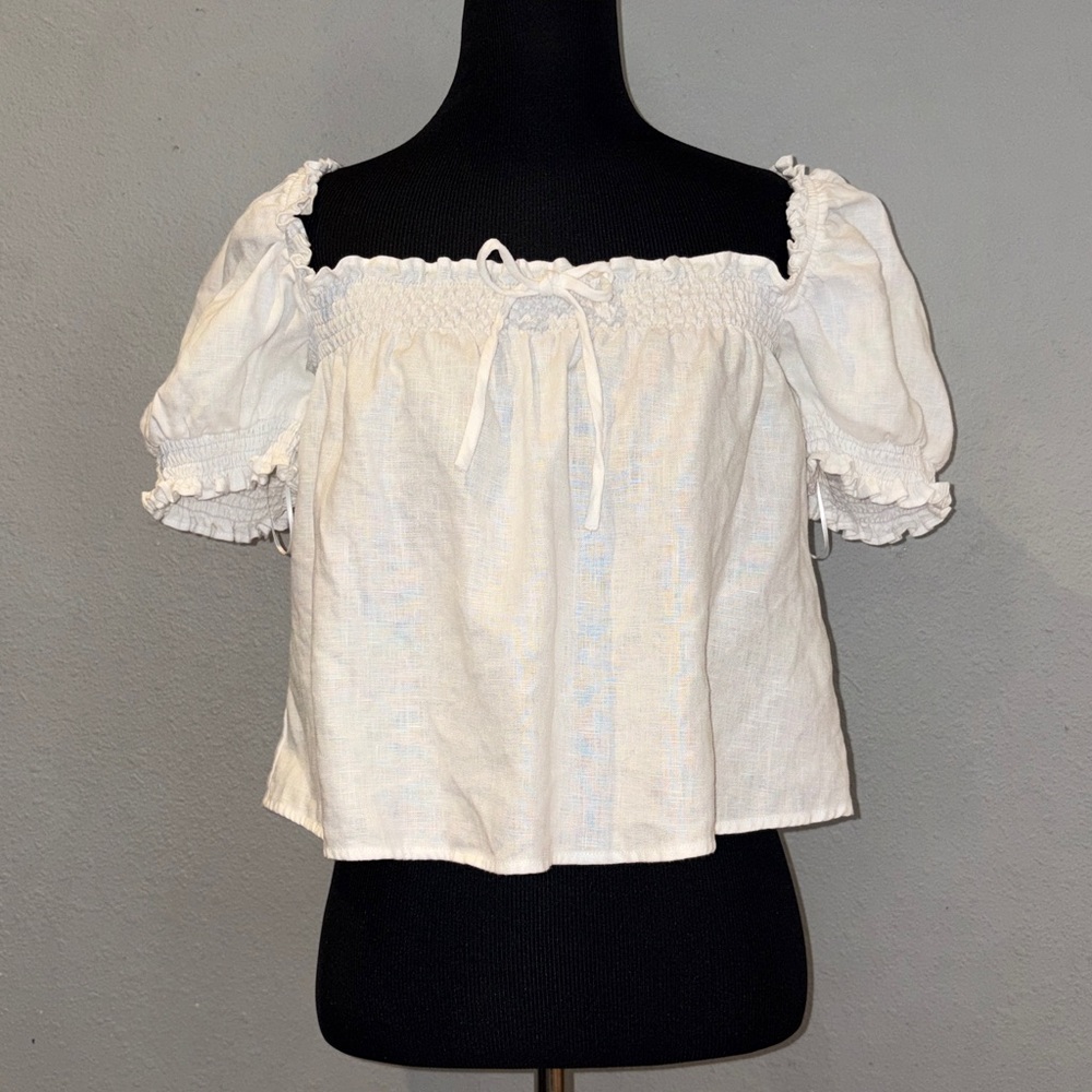 Reformation White 100% Linen Top size S